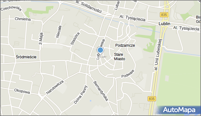 Lublin, Szambelańska, mapa Lublina