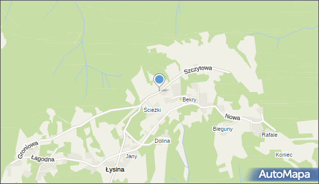 Łysina, Szczytowa, mapa Łysina