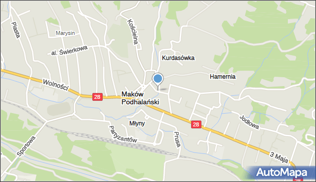 Maków Podhalański, Szpitalna, mapa Maków Podhalański