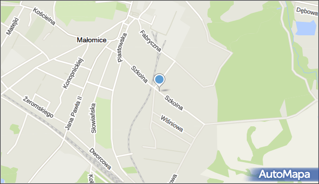 Małomice, Szkolna, mapa Małomice