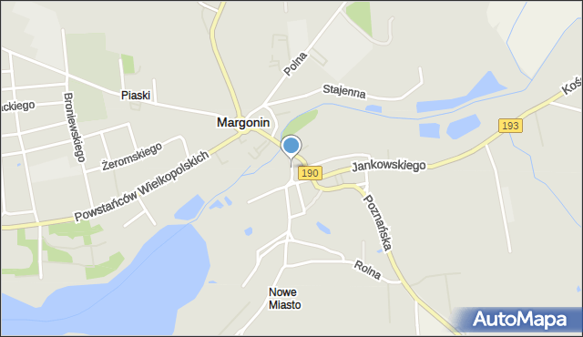 Margonin, Szpitalna, mapa Margonin