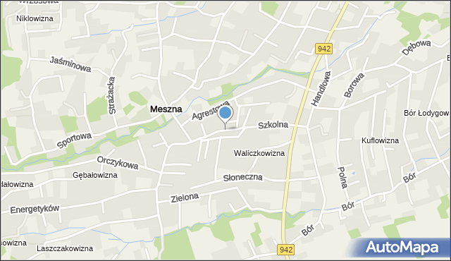 Meszna gmina Wilkowice, Szkolna, mapa Meszna gmina Wilkowice