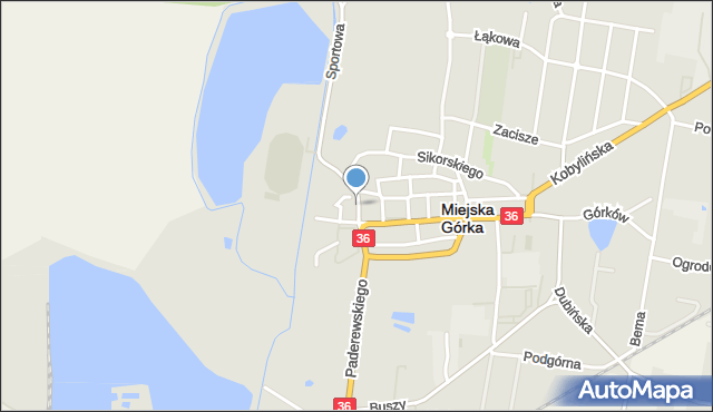 Miejska Górka, Szkolna, mapa Miejska Górka