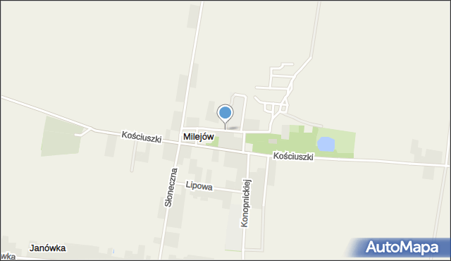 Milejów gmina Rozprza, Szkolna, mapa Milejów gmina Rozprza