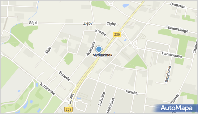 Myślęcinek, Szosa Gdańska, mapa Myślęcinek