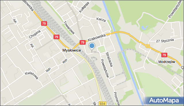 Mysłowice, Szymanowskiego Karola, mapa Mysłowice