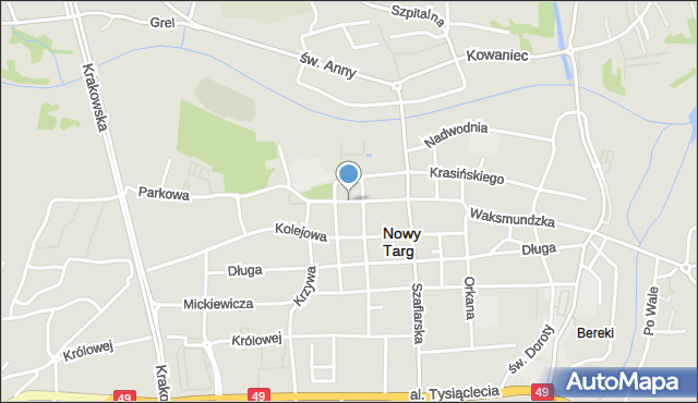 Nowy Targ, Szkolna, mapa Nowego Targu