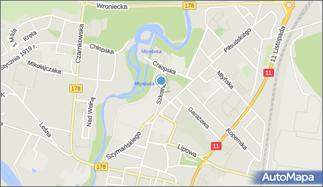 Oborniki, Szkolna, mapa Oborniki