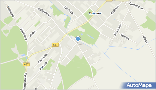 Okuniew, Szkolna, mapa Okuniew