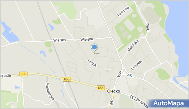 Olecko, Szymanowskiego, mapa Olecko