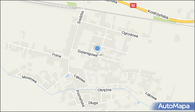 Paczkowo gmina Swarzędz, Szparagowa, mapa Paczkowo gmina Swarzędz