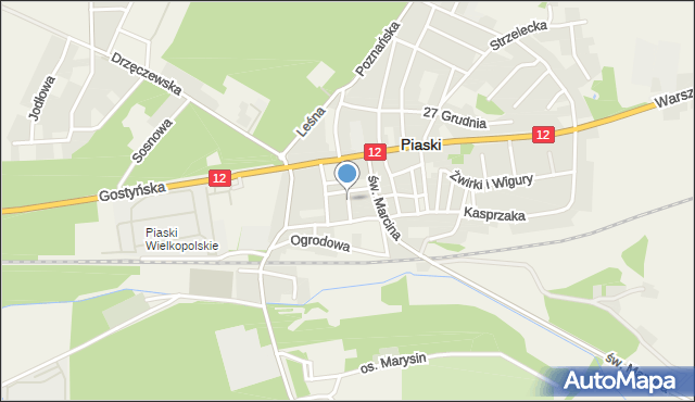 Piaski powiat gostyński, Szkolna, mapa Piaski powiat gostyński