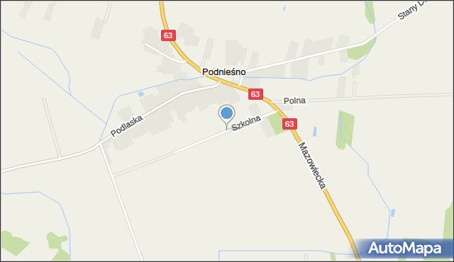 Podnieśno, Szkolna, mapa Podnieśno