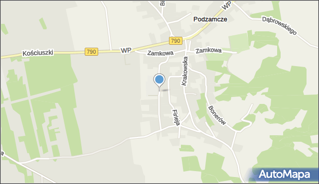 Podzamcze gmina Ogrodzieniec, Szkolna, mapa Podzamcze gmina Ogrodzieniec