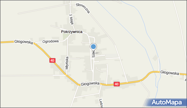 Pokrzywnica gmina Reńska Wieś, Szkolna, mapa Pokrzywnica gmina Reńska Wieś