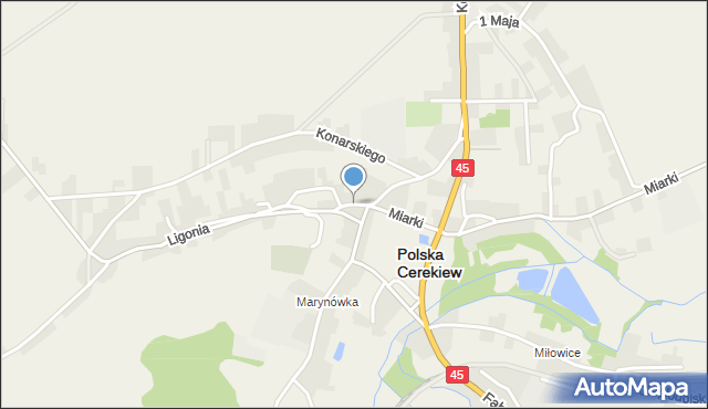 Polska Cerekiew, Szkolna, mapa Polska Cerekiew
