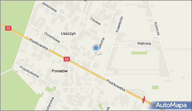 Poniatów gmina Sulejów, Szkolna, mapa Poniatów gmina Sulejów