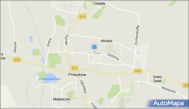 Prószków, Szkolna, mapa Prószków