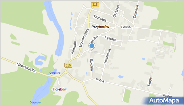 Przyborów gmina Nowa Sól, Szkolna, mapa Przyborów gmina Nowa Sól