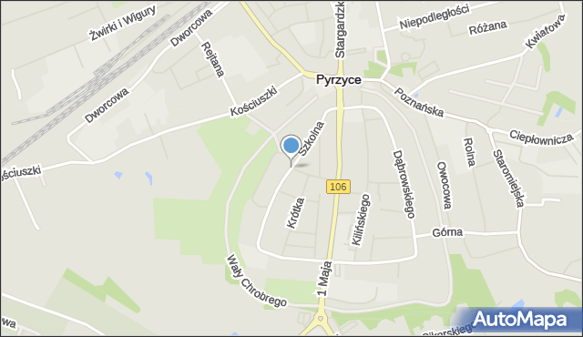 Pyrzyce, Szkolna, mapa Pyrzyce