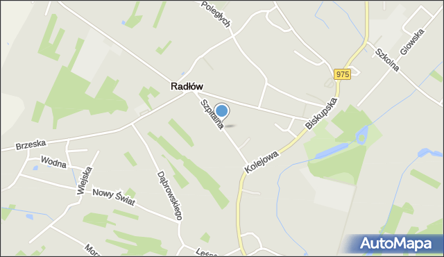 Radłów powiat tarnowski, Szpitalna, mapa Radłów powiat tarnowski
