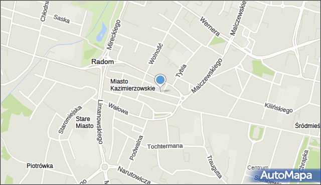 Radom, Szewska, mapa Radomia