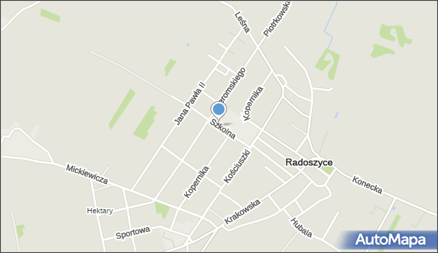 Radoszyce powiat konecki, Szkolna, mapa Radoszyce powiat konecki