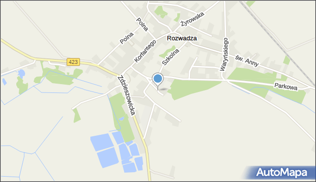 Rozwadza, Szkolna, mapa Rozwadza