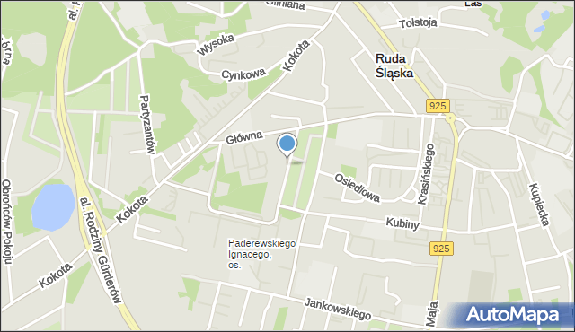 Ruda Śląska, Szpitalna, mapa Rudy Śląskiej