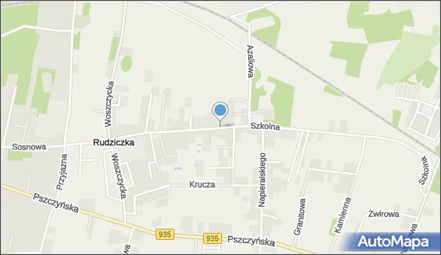 Rudziczka gmina Suszec, Szkolna, mapa Rudziczka gmina Suszec