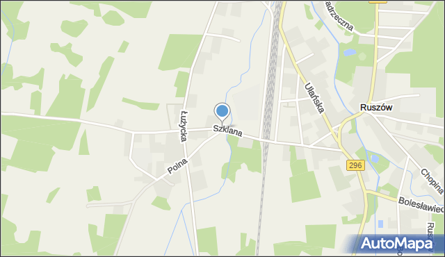 Ruszów gmina Węgliniec, Szklana, mapa Ruszów gmina Węgliniec