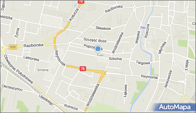 Rybnik, Szkolna, mapa Rybnika