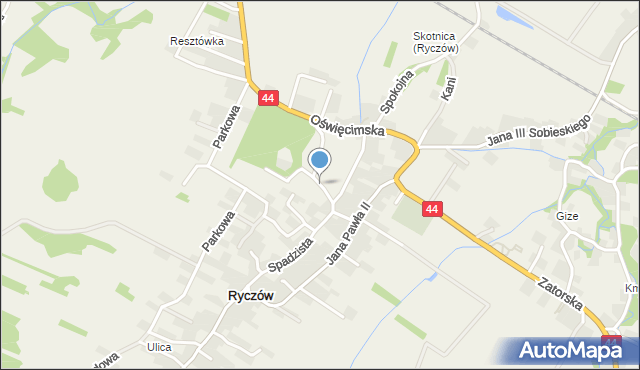 Ryczów gmina Spytkowice, Szkolna, mapa Ryczów gmina Spytkowice