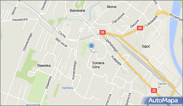 Sanok, Szklana, mapa Sanok