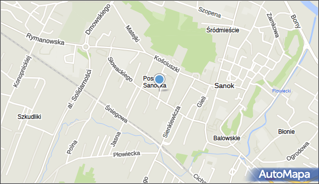 Sanok, Szkolna, mapa Sanok