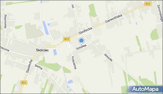 Skórzec powiat siedlecki, Szkolna, mapa Skórzec powiat siedlecki