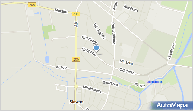 Sławno, Szopena Fryderyka, mapa Sławno