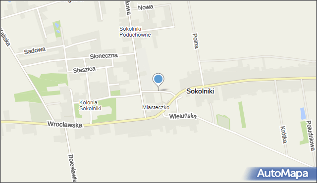 Sokolniki powiat wieruszowski, Szkolna, mapa Sokolniki powiat wieruszowski
