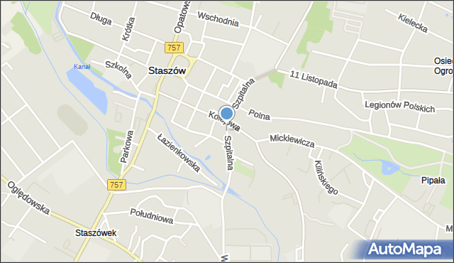 Staszów, Szpitalna, mapa Staszów