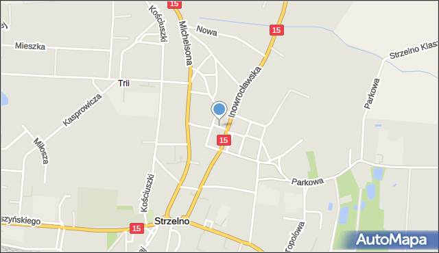 Strzelno powiat mogileński, Szkolna, mapa Strzelno powiat mogileński