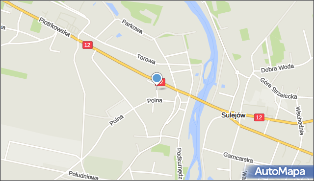 Sulejów powiat piotrkowski, Szkolna, mapa Sulejów powiat piotrkowski