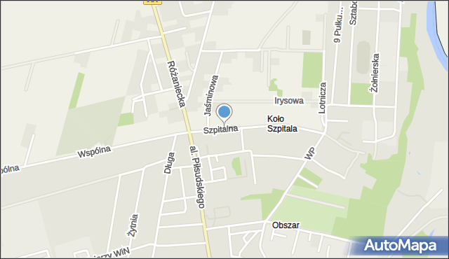 Suszno, Szpitalna, mapa Suszno