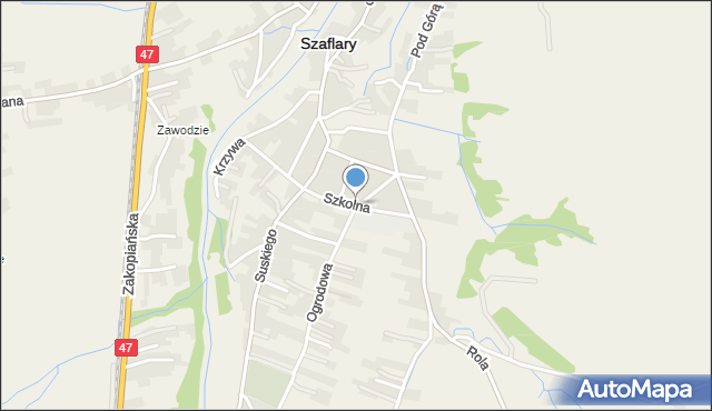 Szaflary, Szkolna, mapa Szaflary