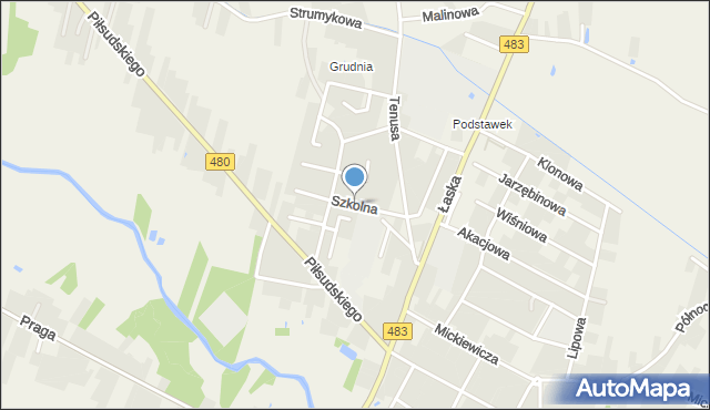 Szczerców, Szkolna, mapa Szczerców