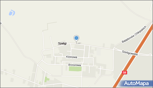 Szeligi gmina Ożarów Mazowiecki, Szeligowska, mapa Szeligi gmina Ożarów Mazowiecki
