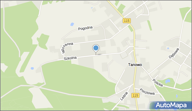 Tanowo, Szkolna, mapa Tanowo