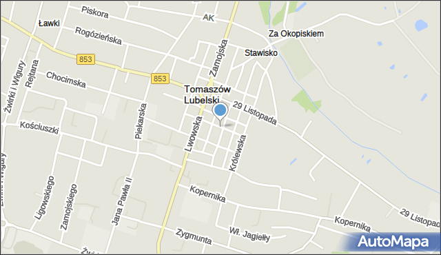 Tomaszów Lubelski, Szczepankiewicza Wilhelma, mapa Tomaszów Lubelski