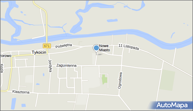 Tykocin, Szkolna, mapa Tykocin