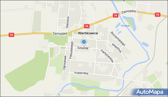 Werbkowice, Szkolna, mapa Werbkowice