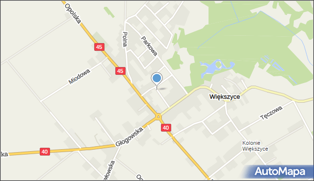 Większyce, Szkolna, mapa Większyce